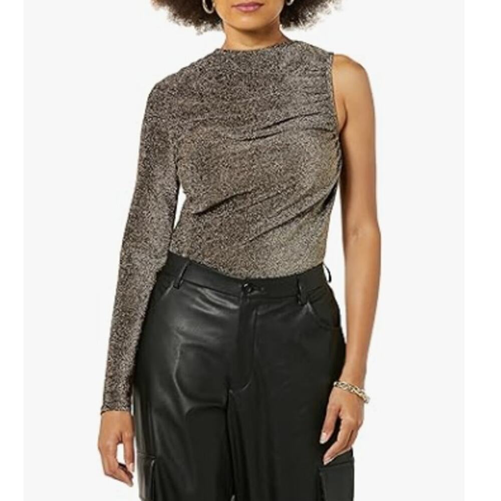 Terea Andrea Pitters Gold Metallic Glitter Holiday Evening Formal Blouse XXL NWT